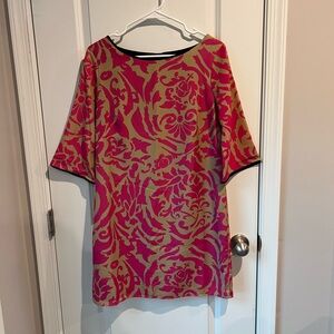 LOFT Fuchsia and Gold Floral Dress